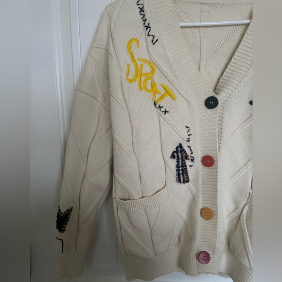 Ebossy Cream Cable Knit Cardigan Sweater - Picture 7 of 9